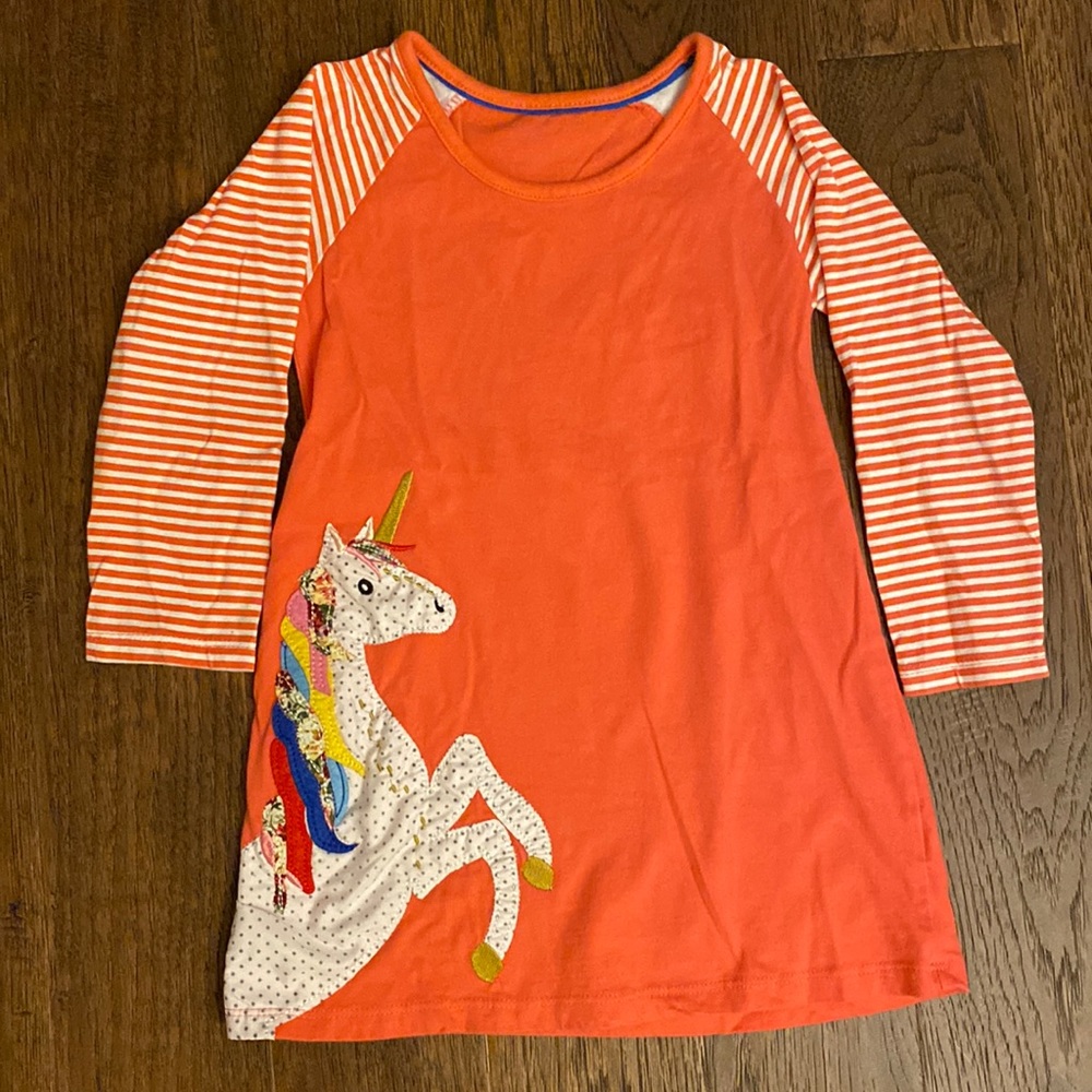 Mini boden Orange Unicorn Kids Dress
